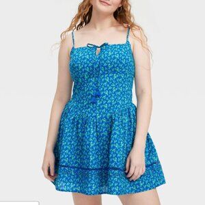 Roller Rabbit x Target Lobsters Drop Waist Mini Dress Cobalt Blue NWT size S